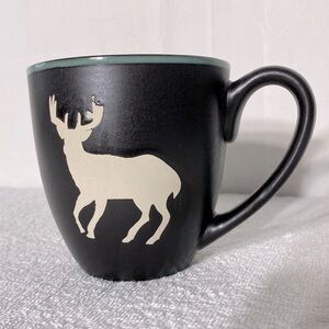 Bass Pro Shops Black Cream Ceramic Coffee Cup Mug With Deer